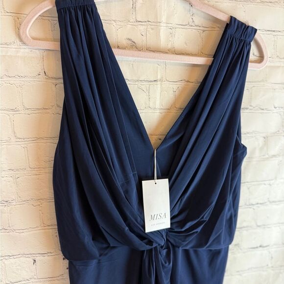 MISA Los Angeles Teget Draped Mini Cocktail Dress Navy - Picture 8 of 15